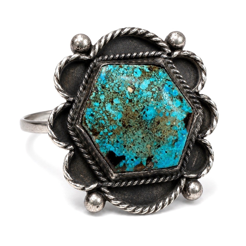 Vintage Sterling Silver 925 Turquoise Statement Ring Size 6 Southwestern 14.14g